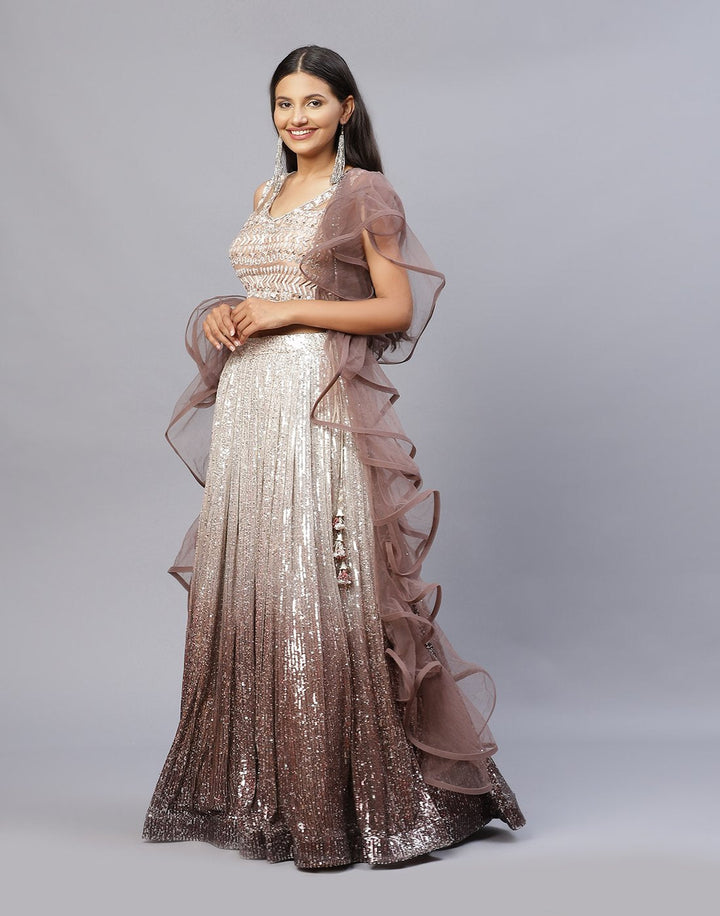 LYCRA SEQUENCE LEHANGA WITH NET TWIRL DUPATTA