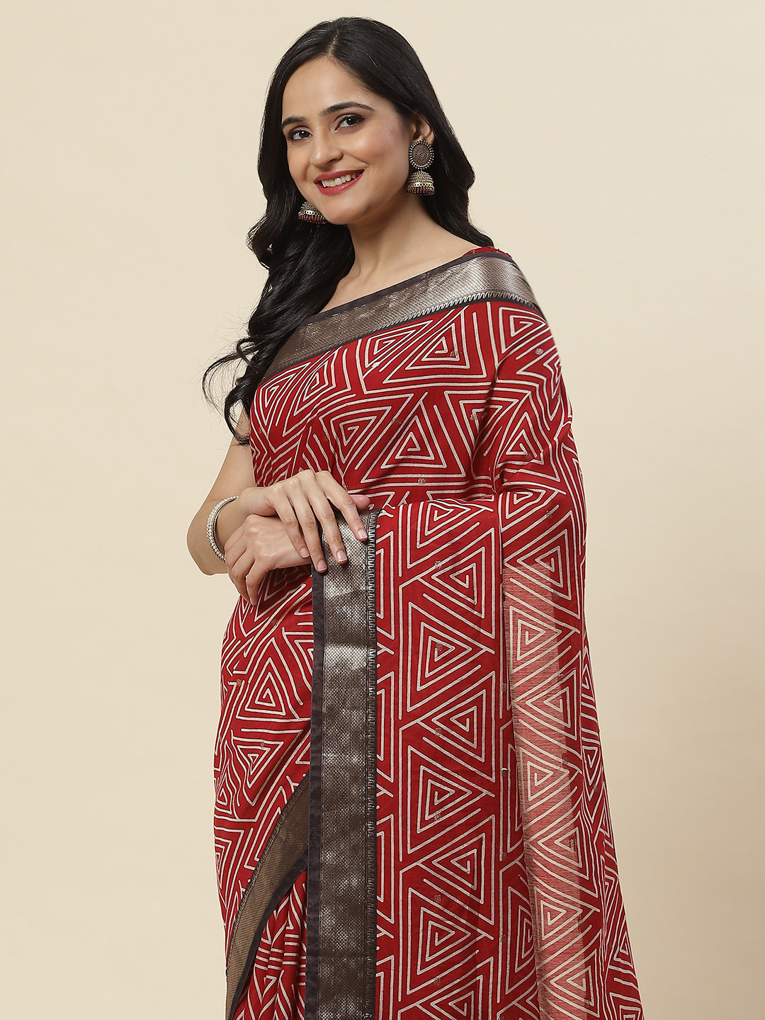 Geometric Printed Handloom Woven Saree