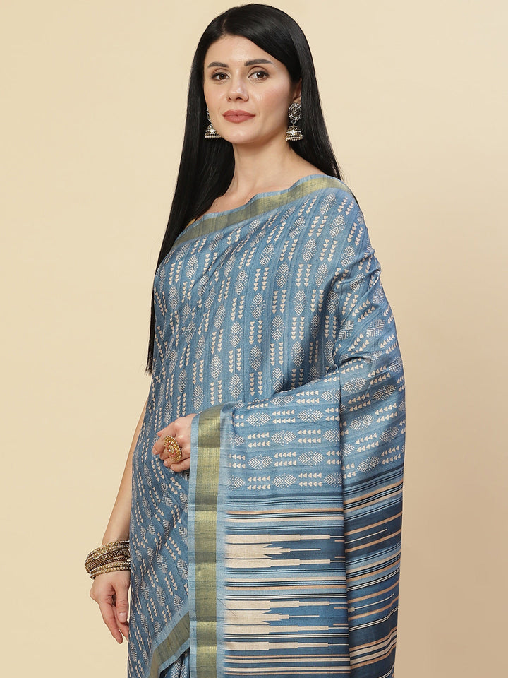 Printed Booti Tussar Saree