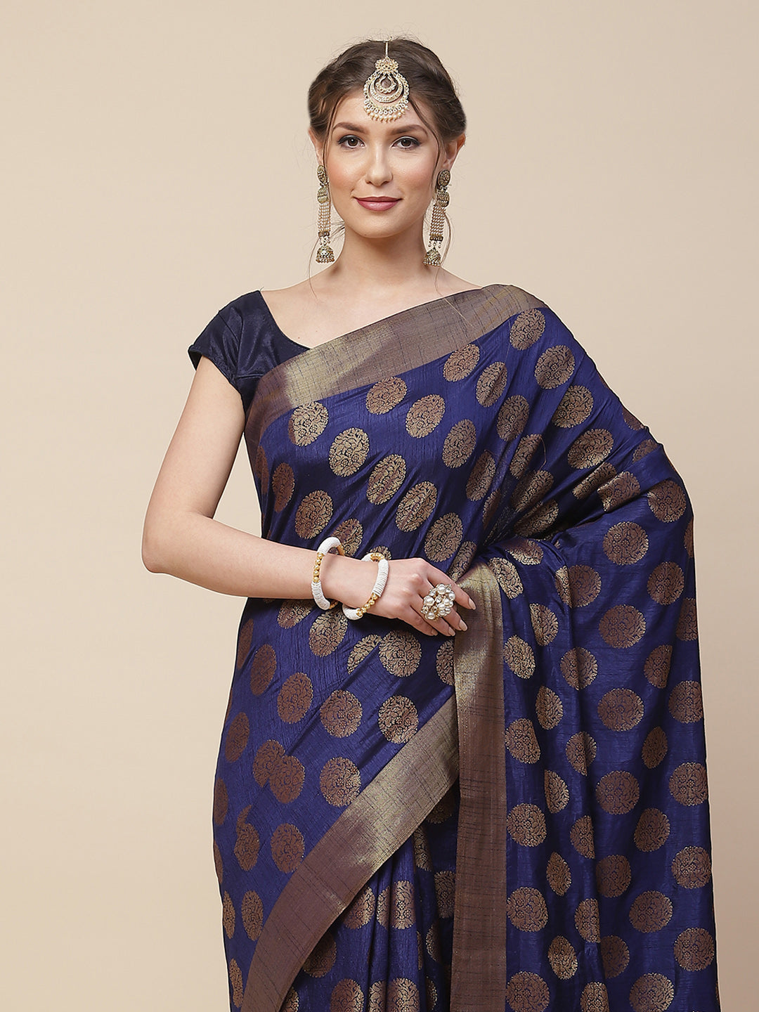 Ethnic Motifs Art Handloom Woven Saree