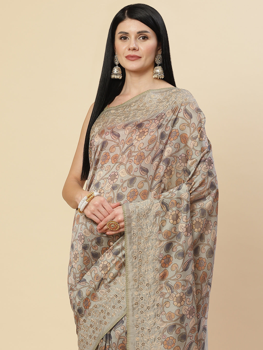 Floral Digital Printed Handloom Saree