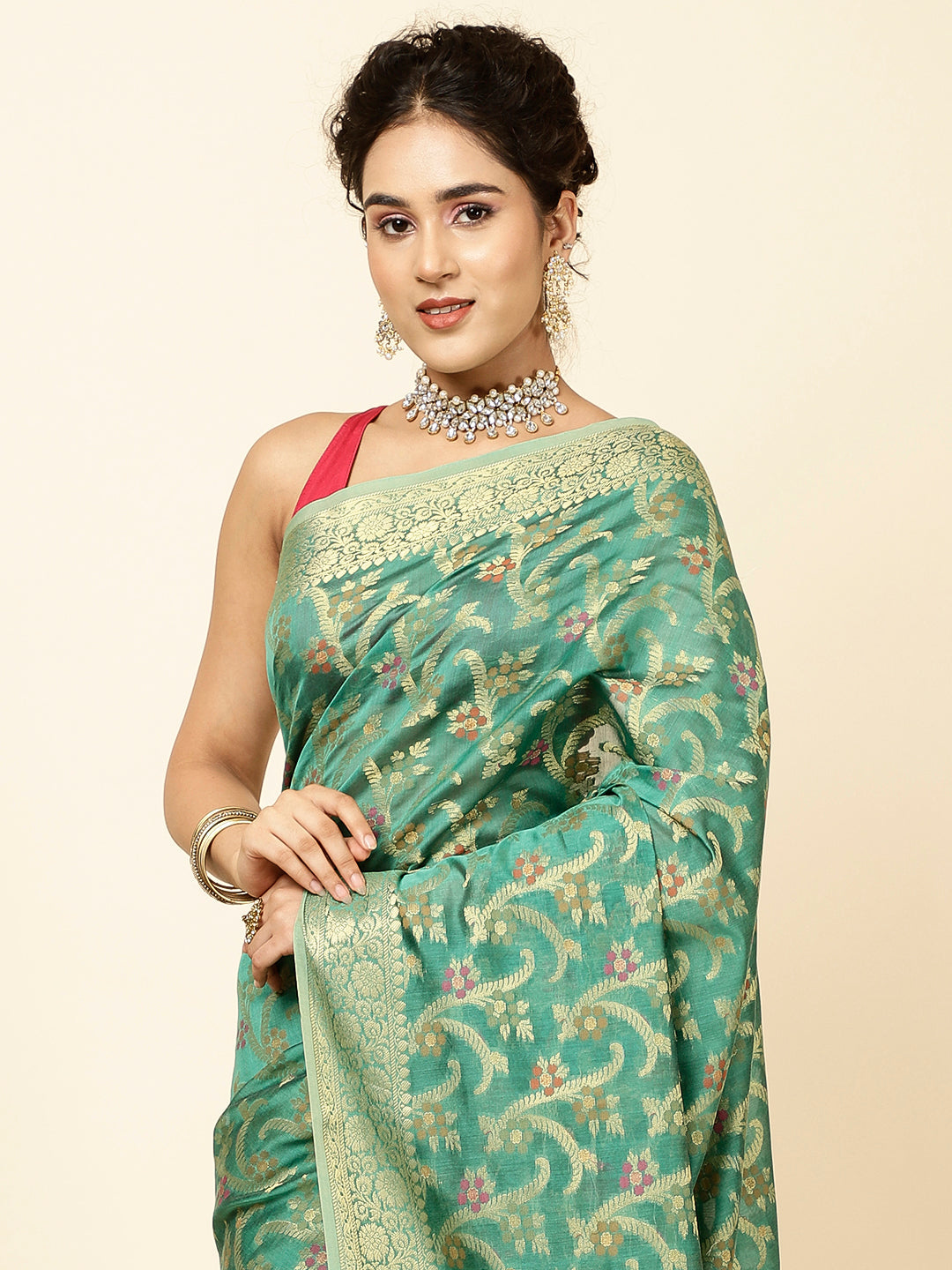 Zari Jaal Woven Cotton Saree