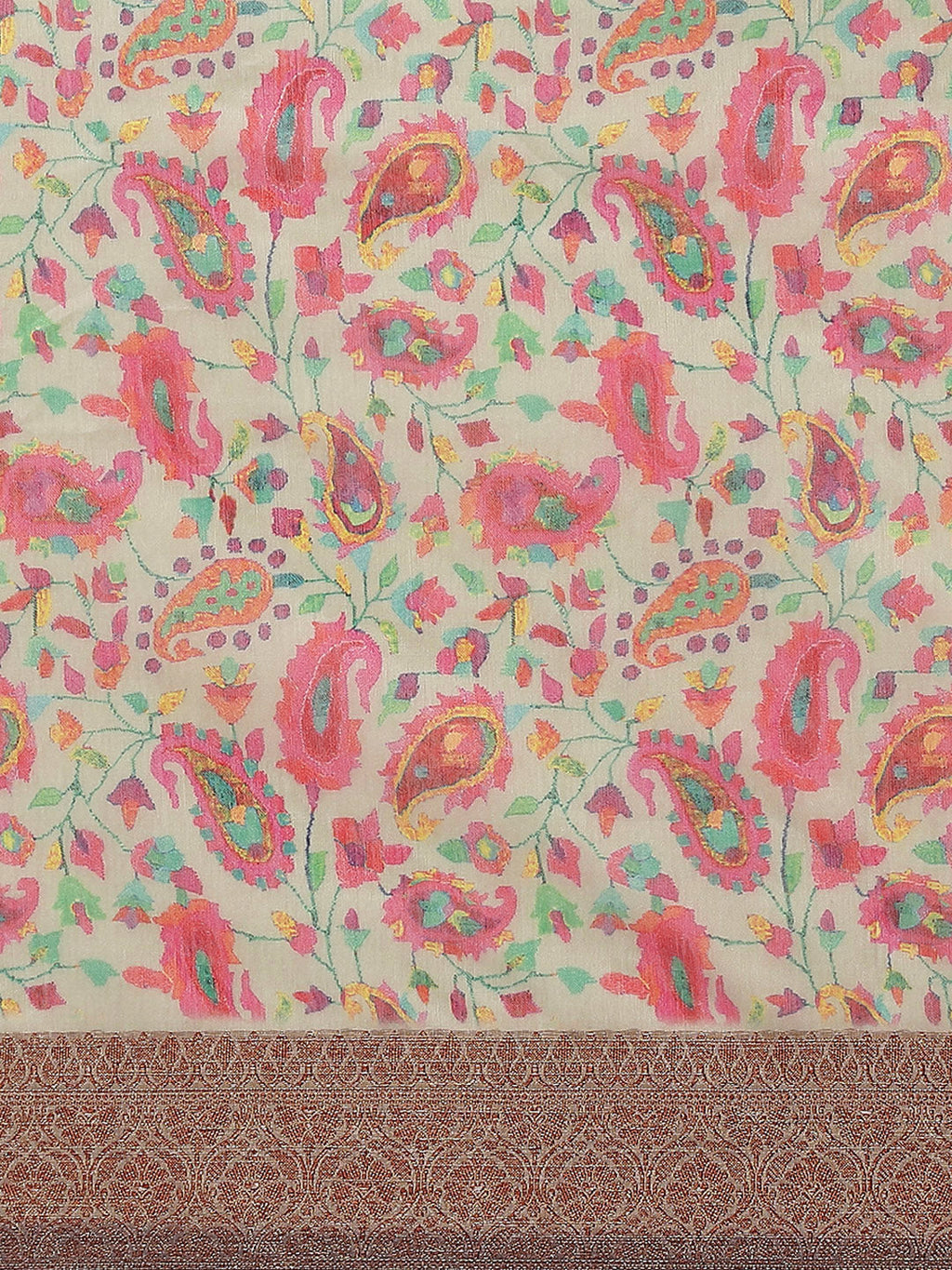 Printed Banarasi Border Pallu Cotton Saree