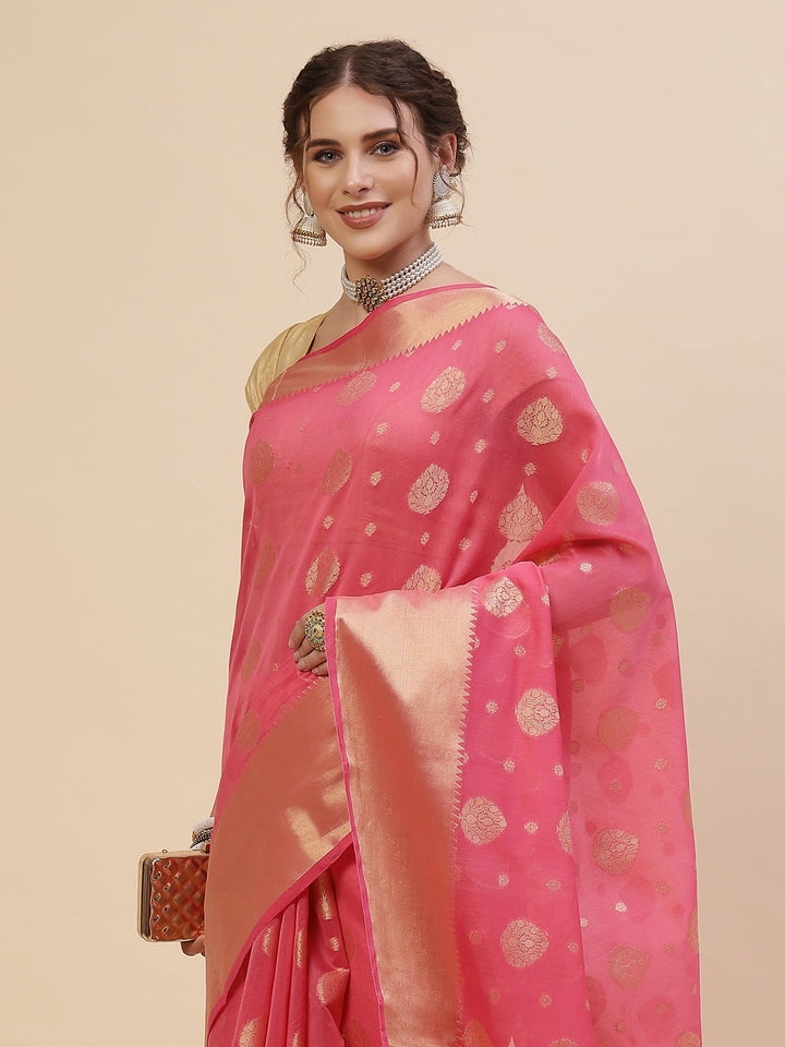 Zari Border Booti Cotton Woven Saree