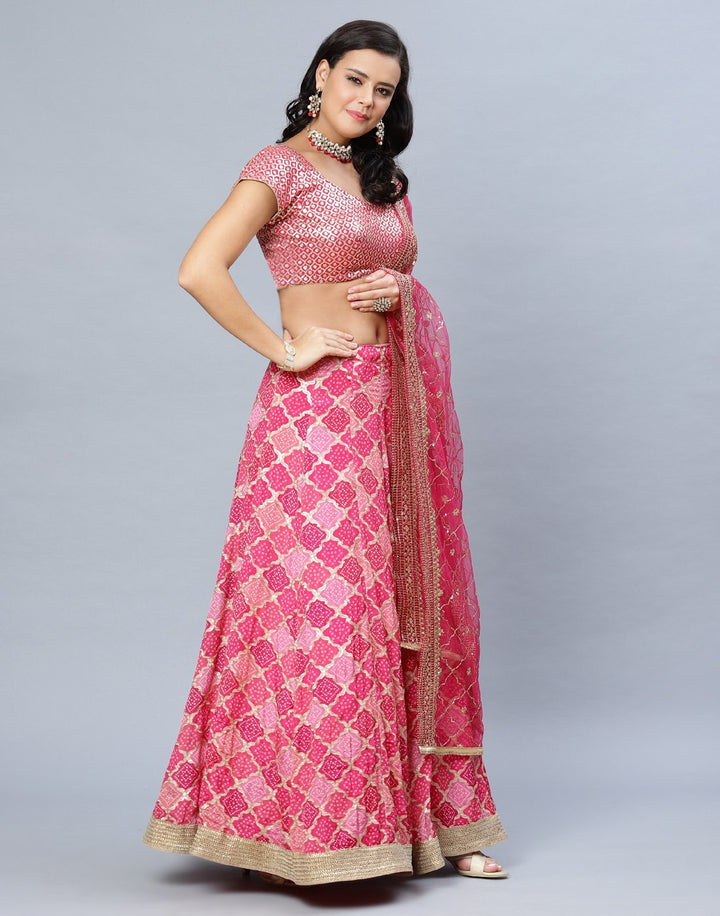 Georgette Lehenga With Net Sequins Dupatta