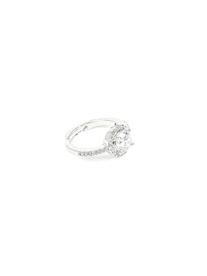 Silver &amp; White AD Stone Ring