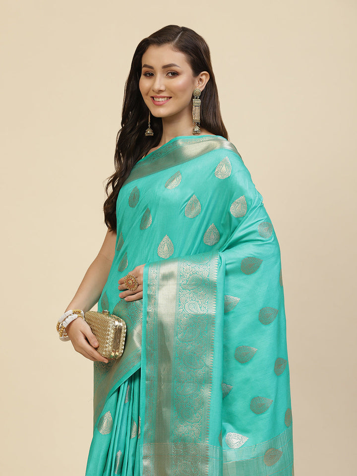 Zari Border Booti Handloom Woven Saree