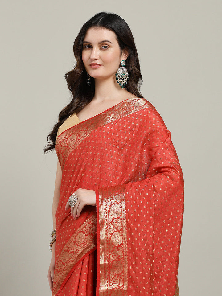 Zari Border Booti Art Silk Woven Saree