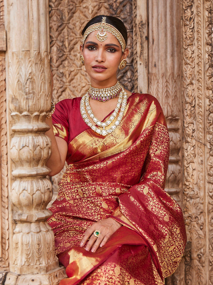 Brocade Zari Jaal Handloom Woven Saree