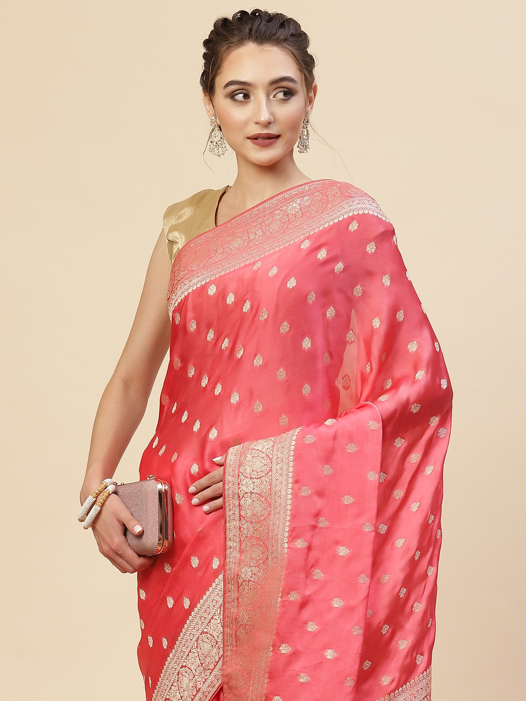 Zari Jaal Satin Woven Saree