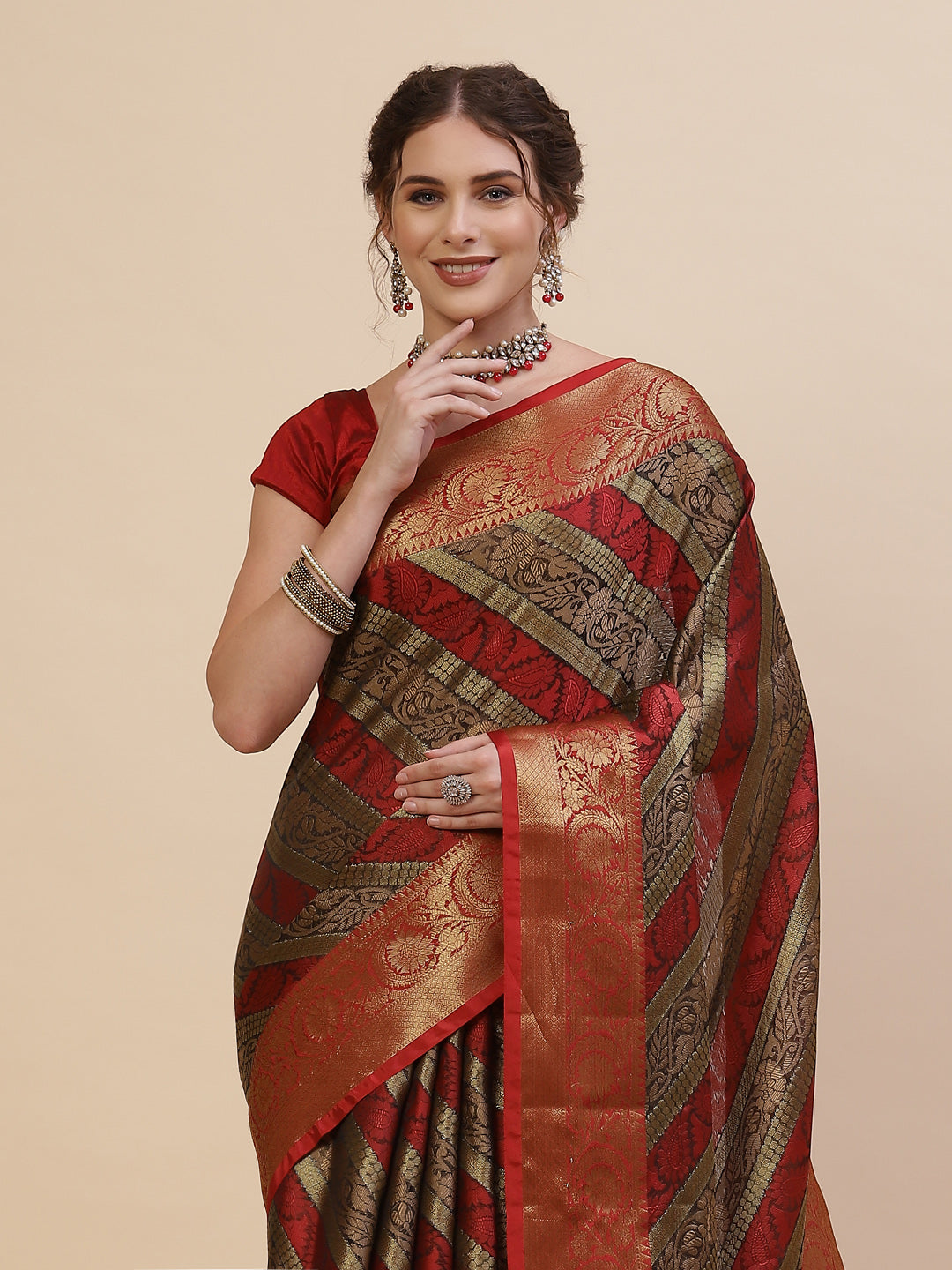 Resham Jaal Cotton Woven Saree