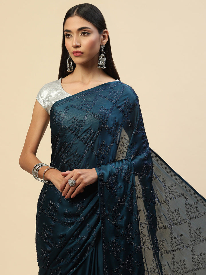 Swarovski Jaal Embroidered Satin Saree