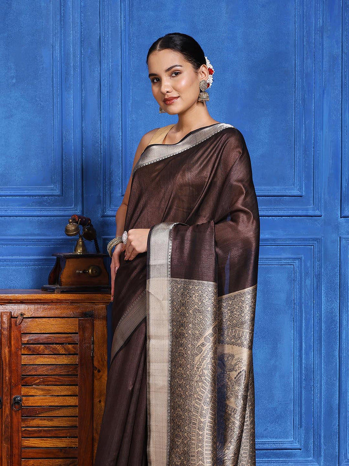 Zaari Jaal Tussar Saree