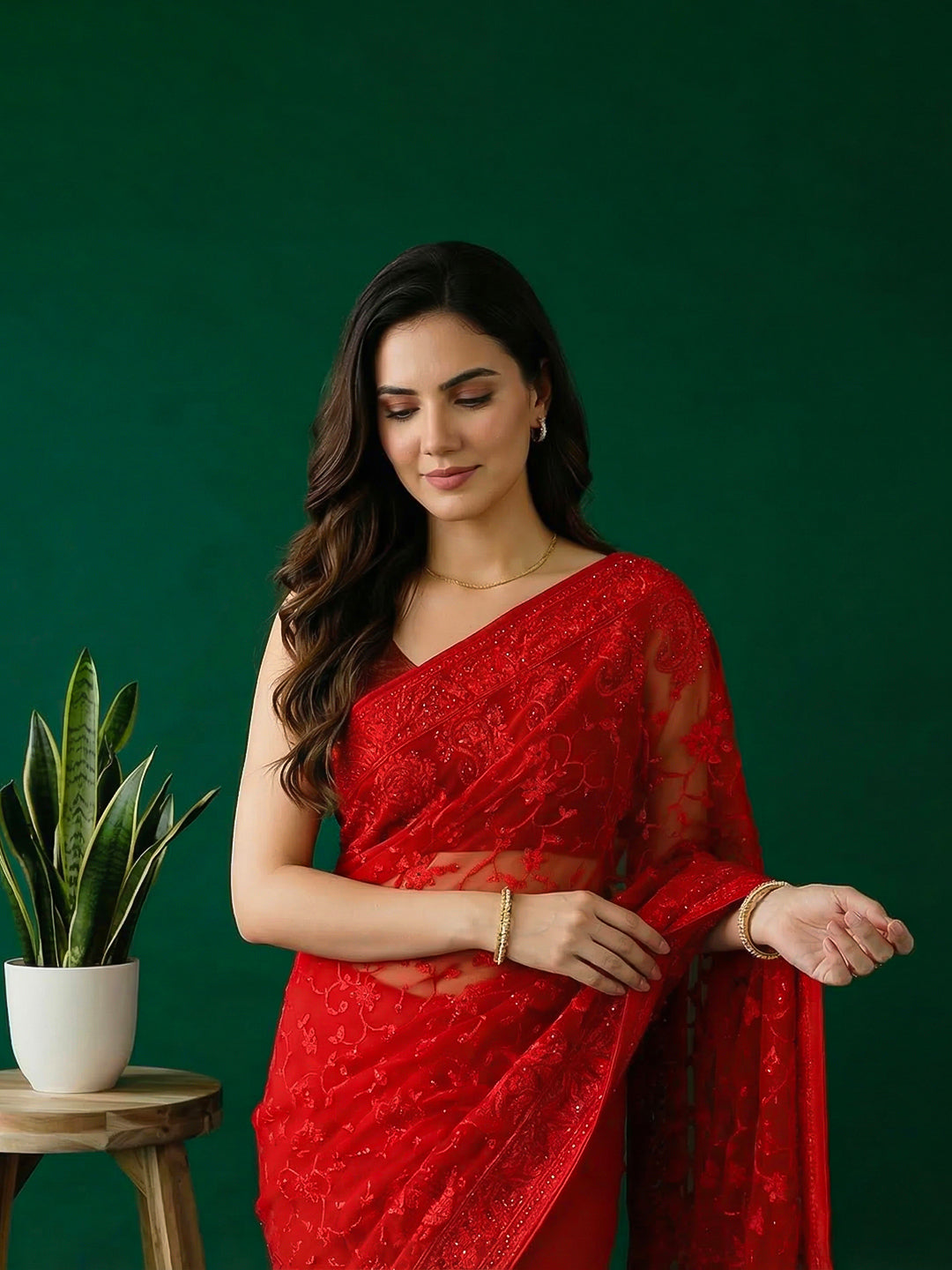 Embroidered Georgette Saree