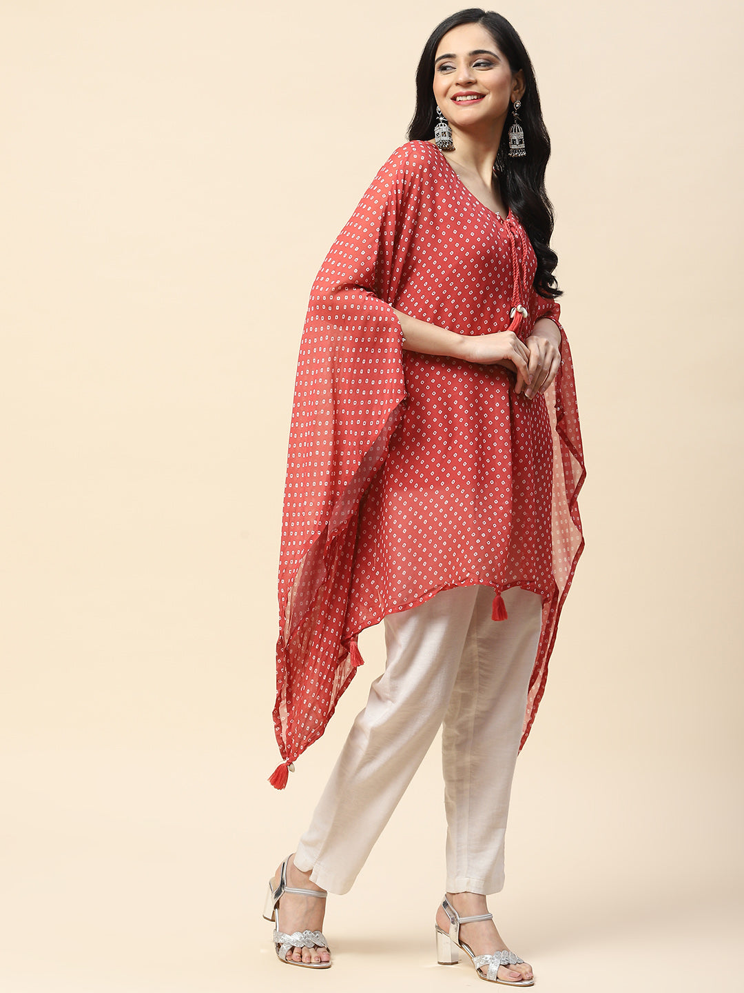 Printed Georgette Kaftan Kurti With Inner