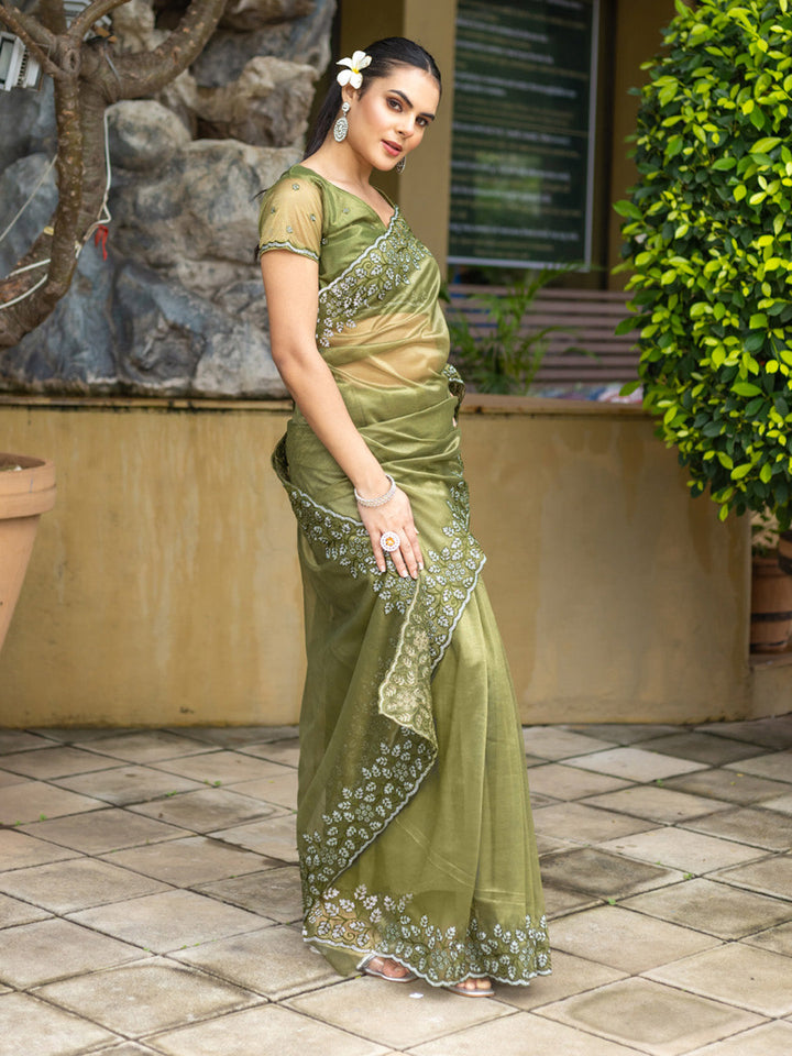 Embroidered Net Saree