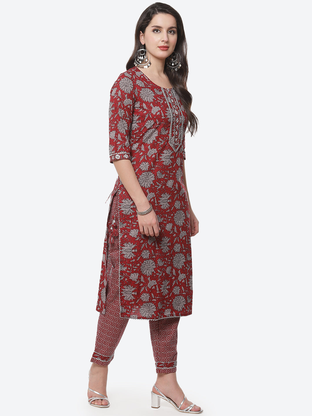 Floral Printed Cotton Stitched Salwar Kameez With Printed Dupatta