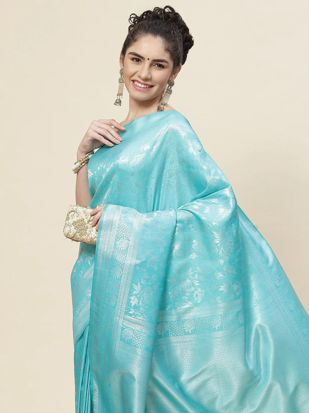 Floral Zari Jaal Handloom Woven Saree