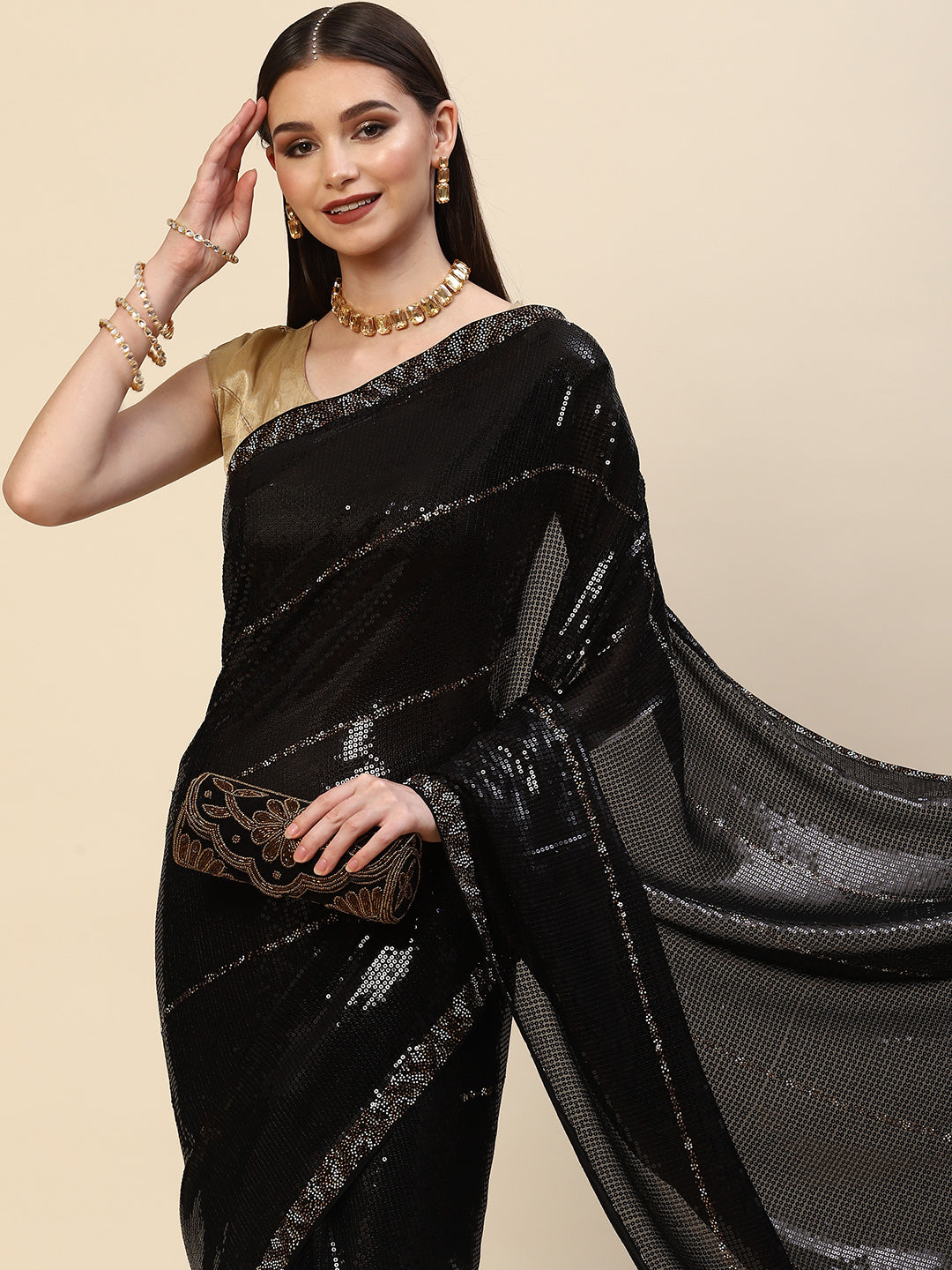 Sequin Embroidered Georgette Saree