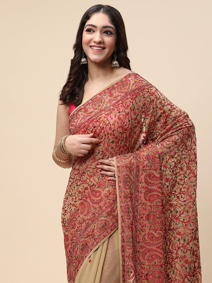 Resham Jaal Embroidered Georgette Saree