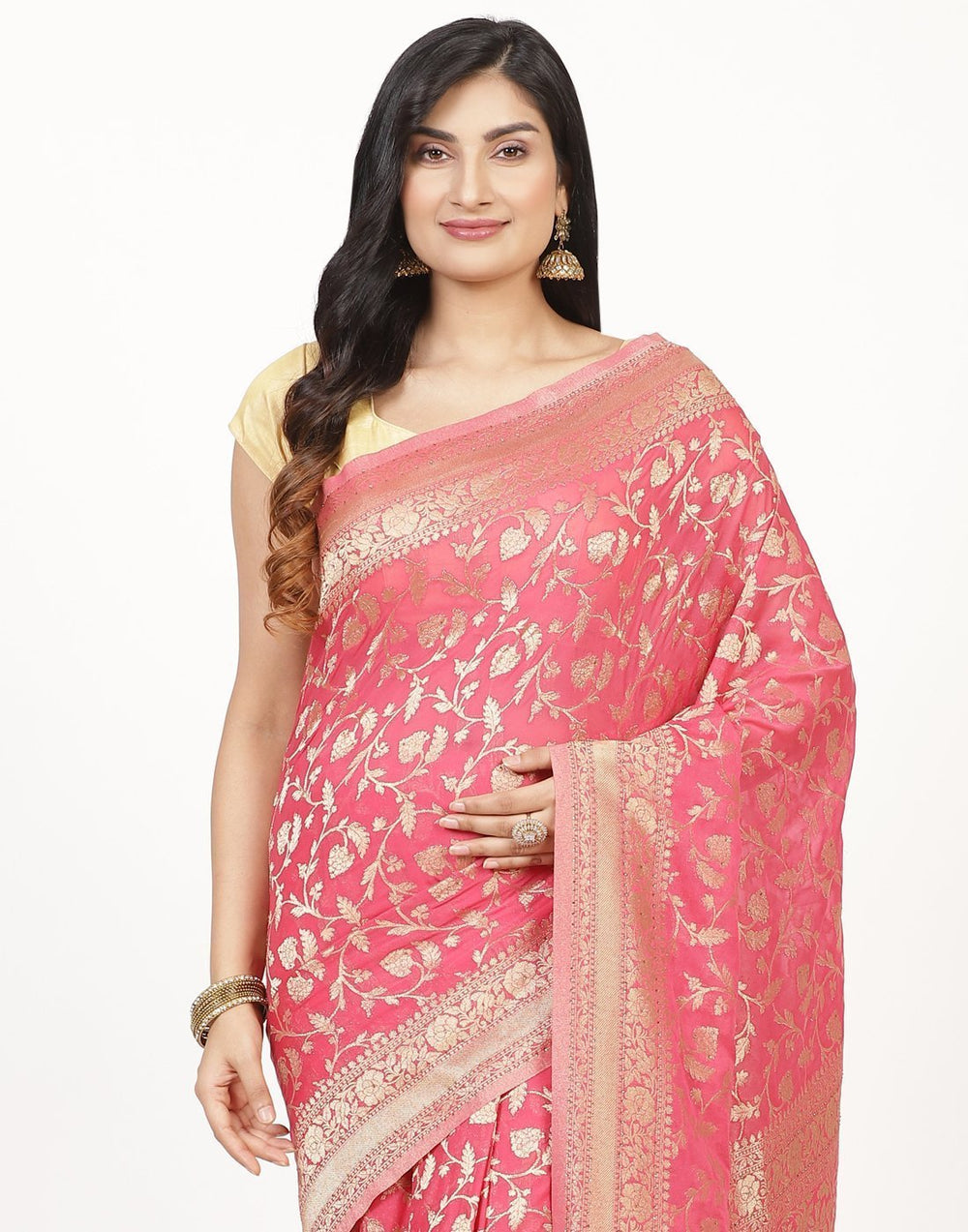 MBZ Meena Bazaar-Zari Jaal Art Georgette Saree