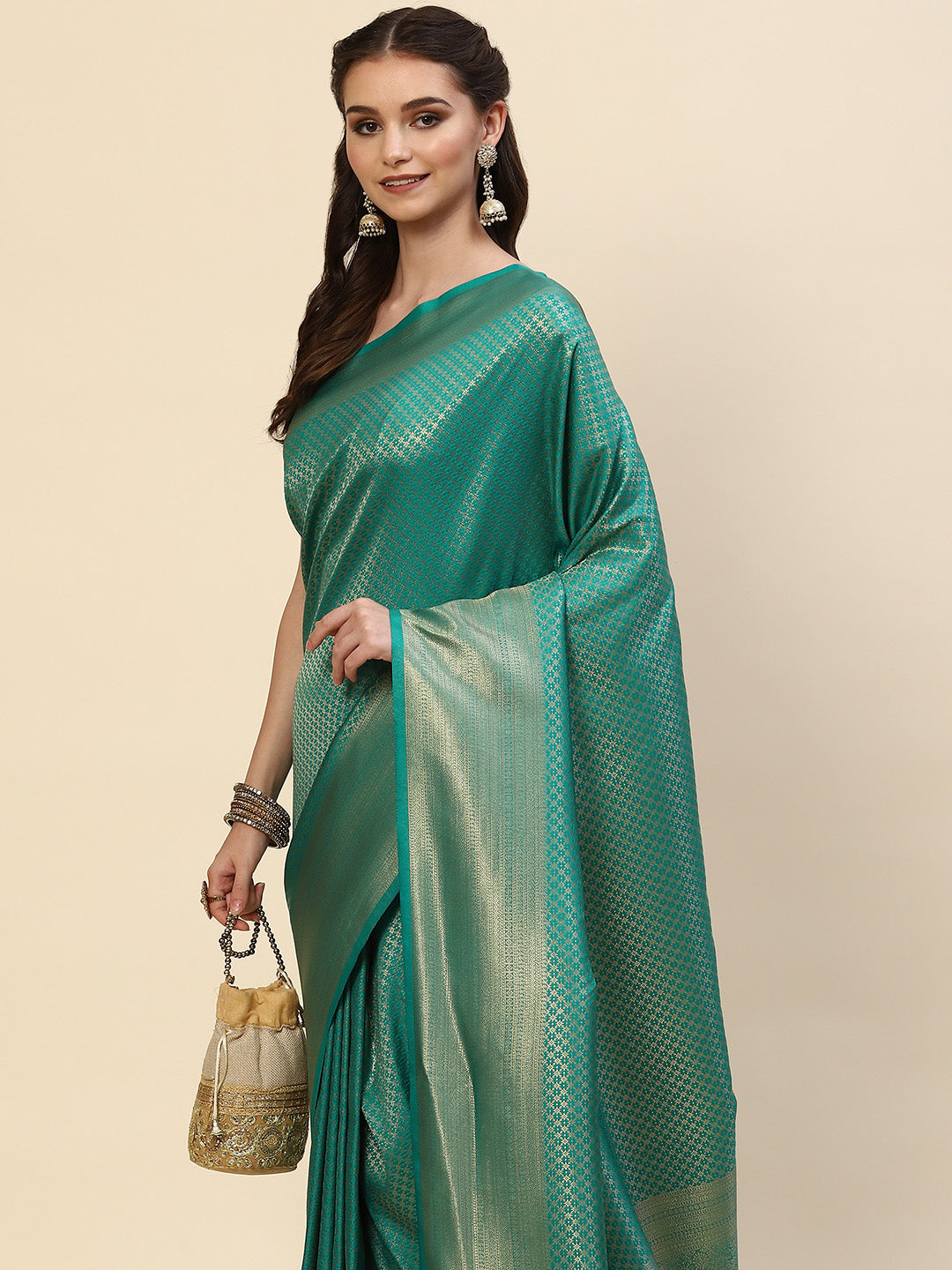 Brocade Zari Jaal Handloom Woven Saree