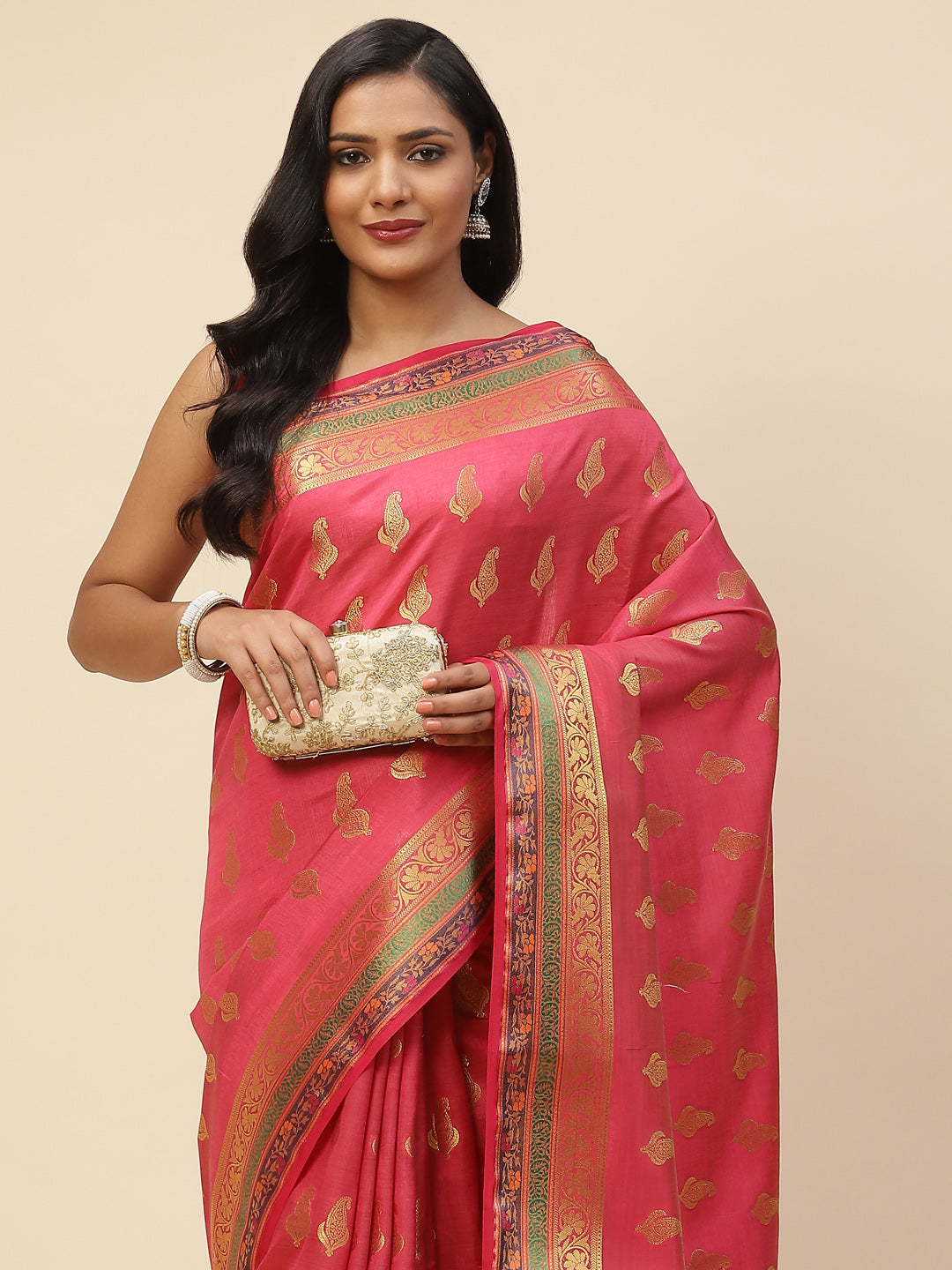 Zari Jaal Handloom Woven Saree