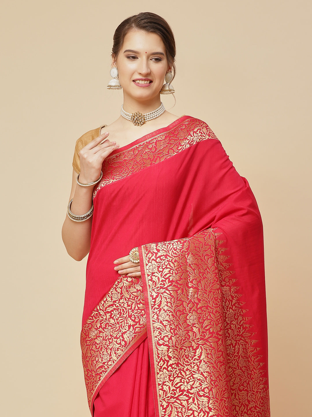 Brocade Zari Jaal Art Handloom Woven Saree