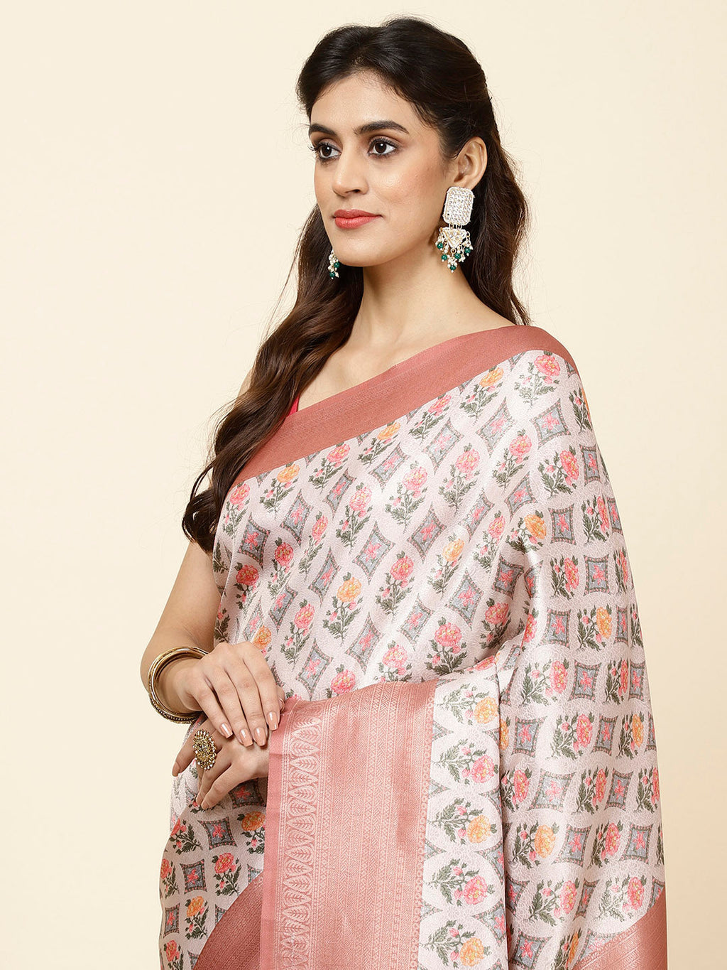 Digital Floral Printed Handloom Saree