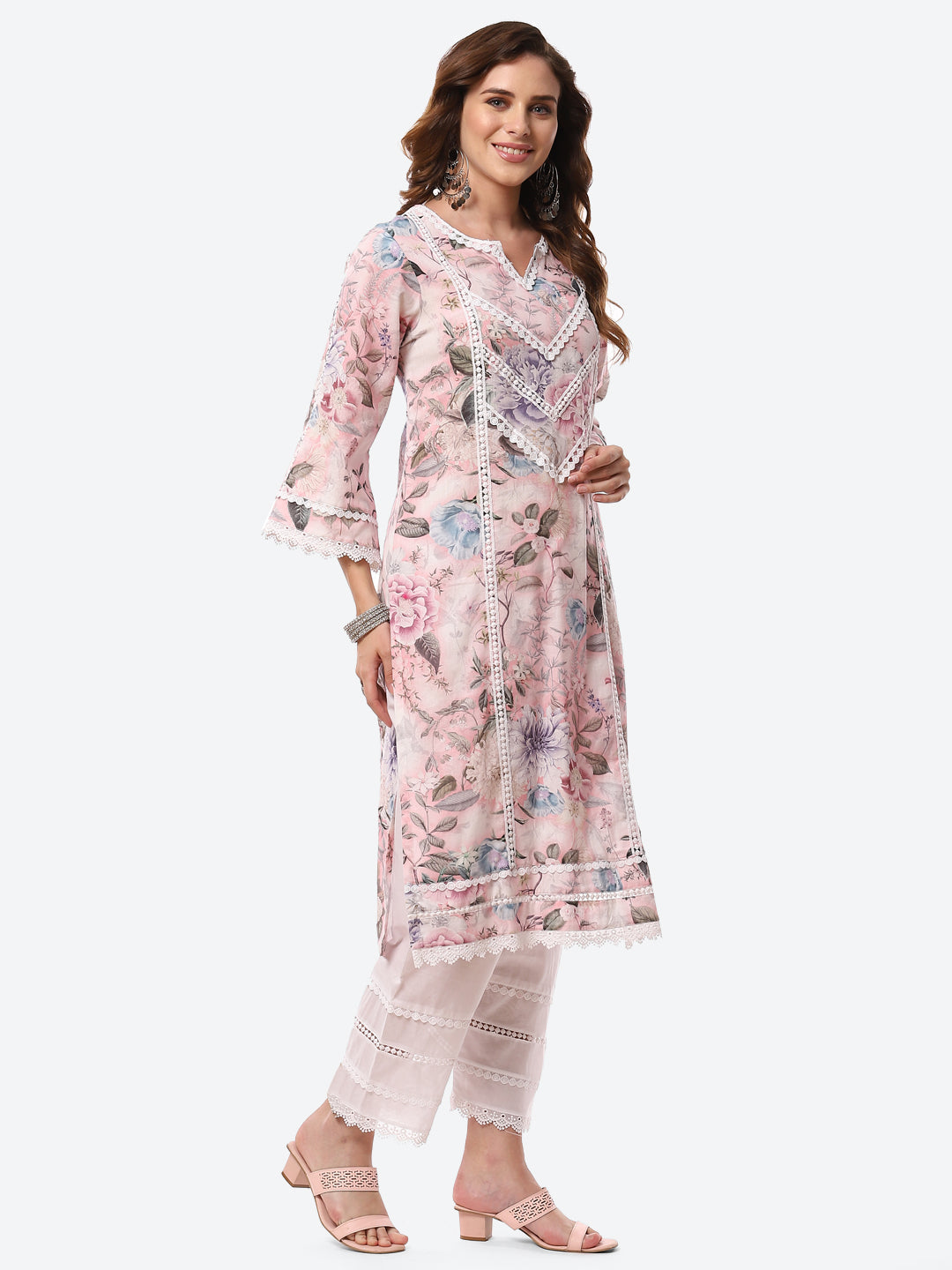 Digital Floral Printed Cotton Kurta With Pant