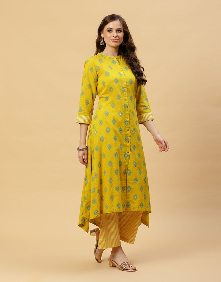 Printed Cotton Anarkali Kurti With Pant