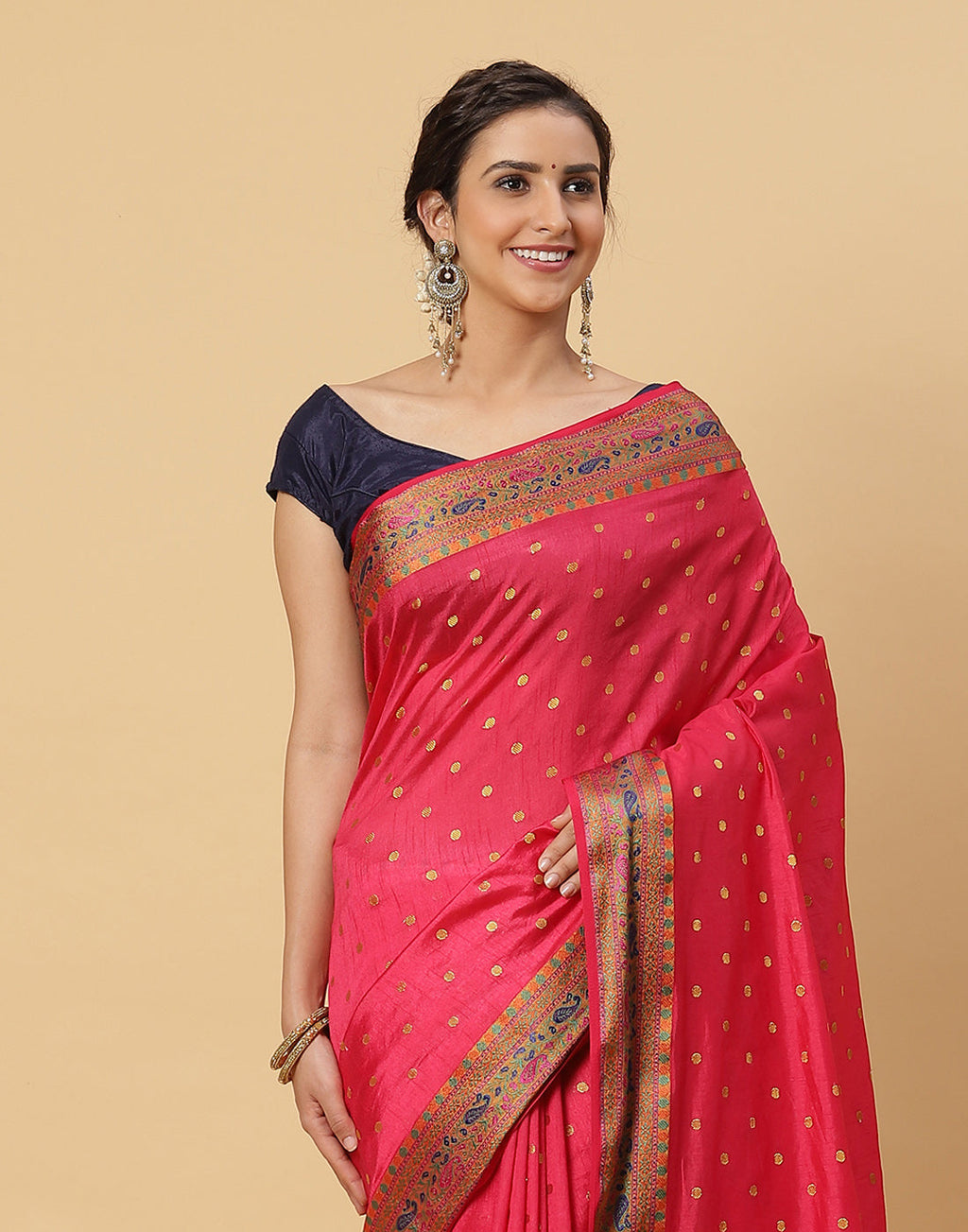 Woven Art Handloom Saree With Zari Booti Border