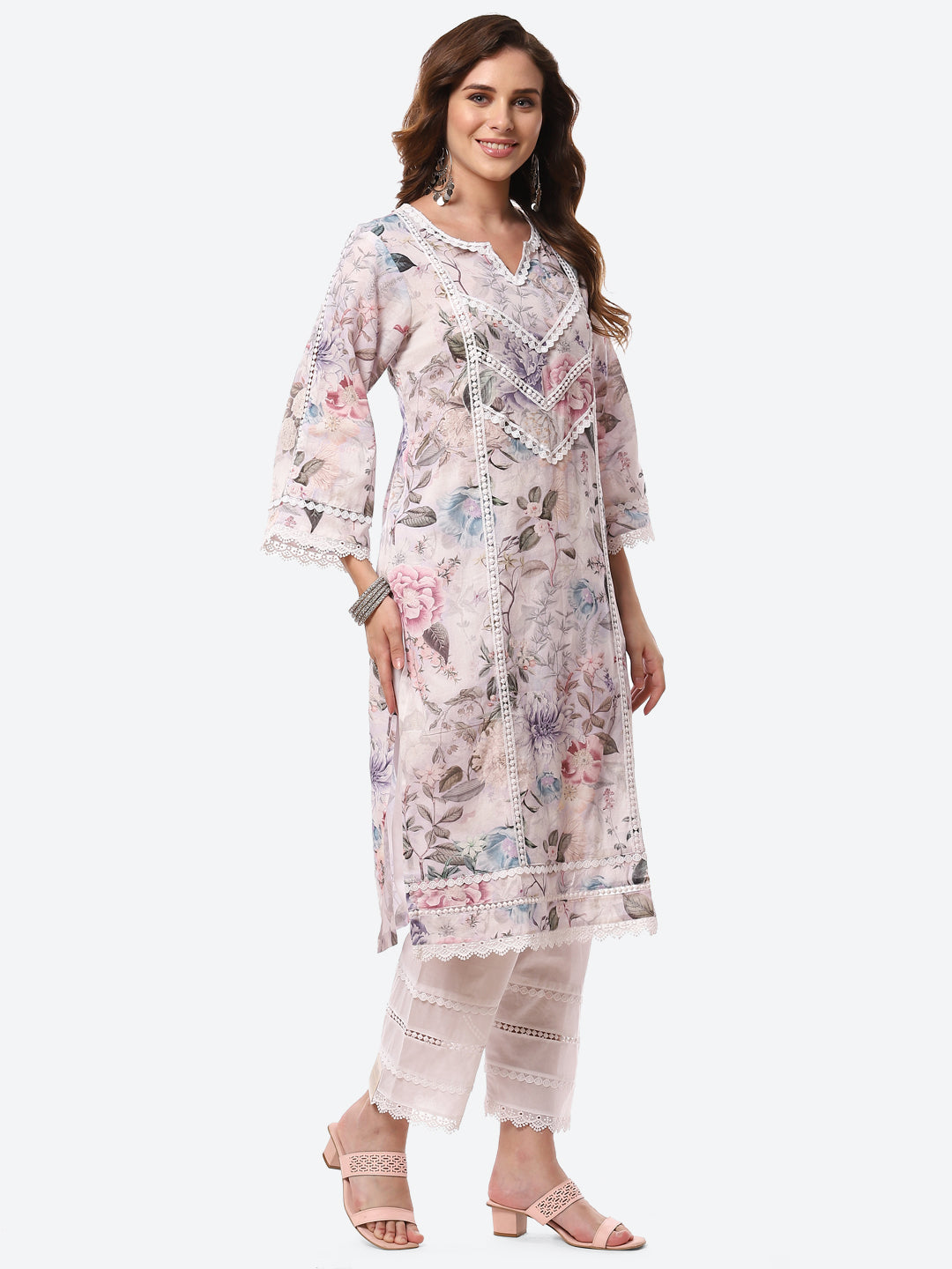 Digital Floral Printed Cotton Kurta With Pant