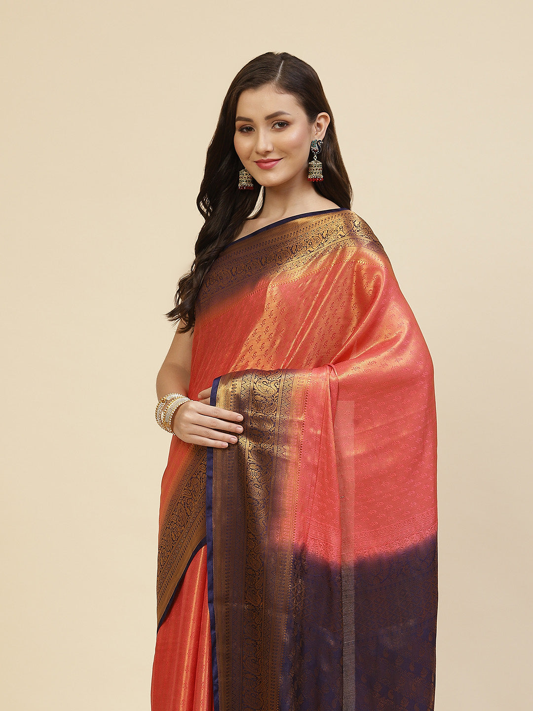 Brocade Zari Jaal Handloom Woven Saree