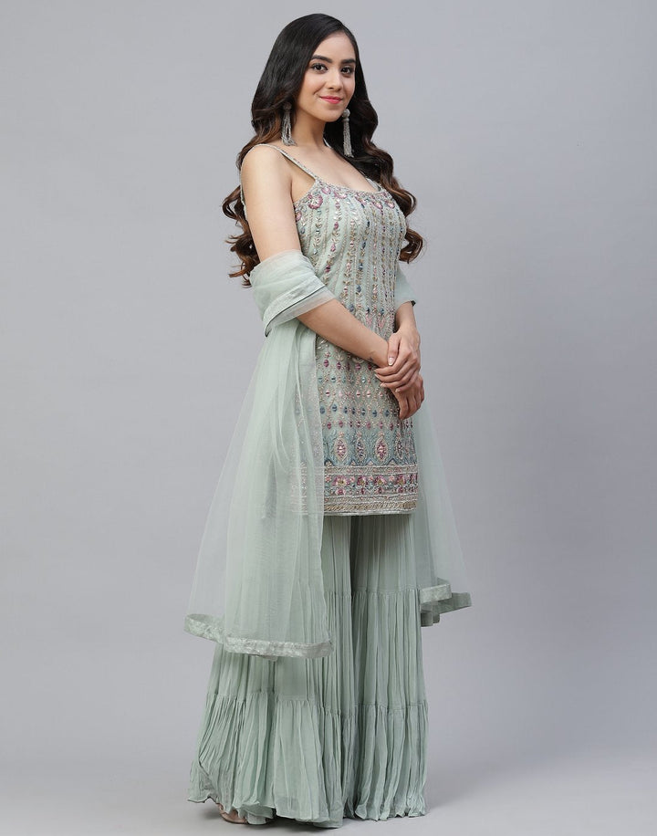 Stitched Net Salwar Kameez