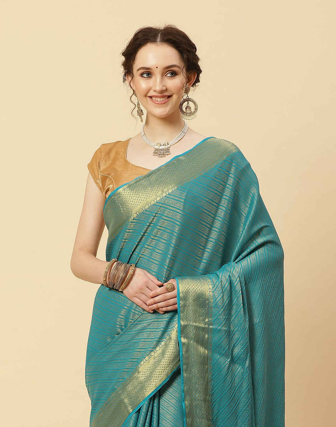 Light Brocade Art Georgette Saree