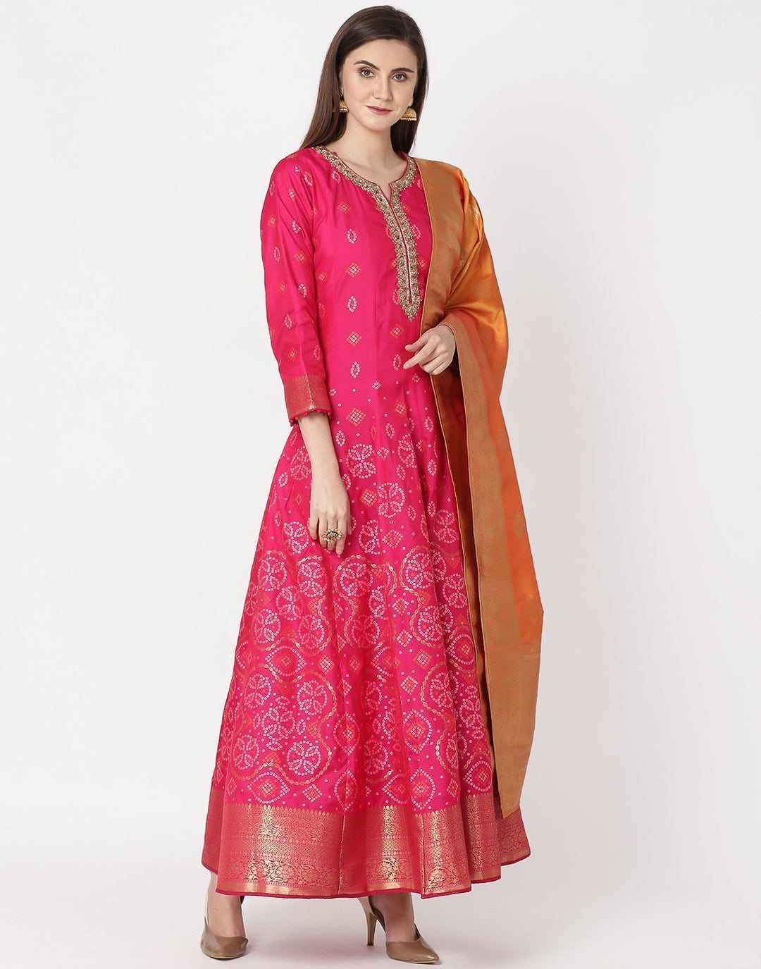 MBZ Meena Bazaar-Rani Mustard Dupion Handloom Salwar kameez