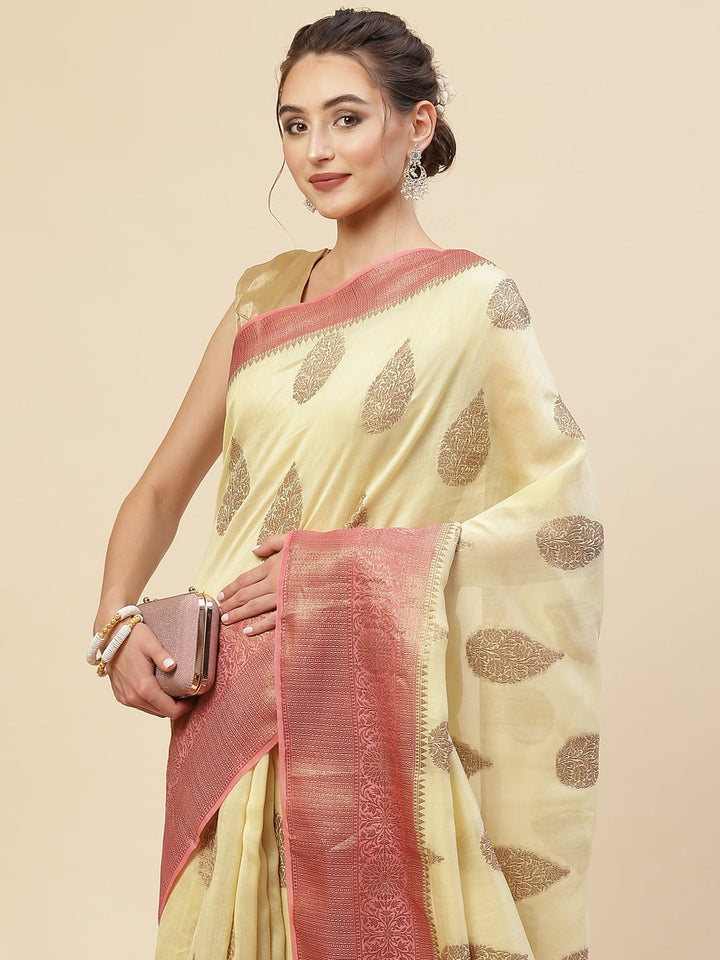 Zari Border Booti Cotton Woven Saree