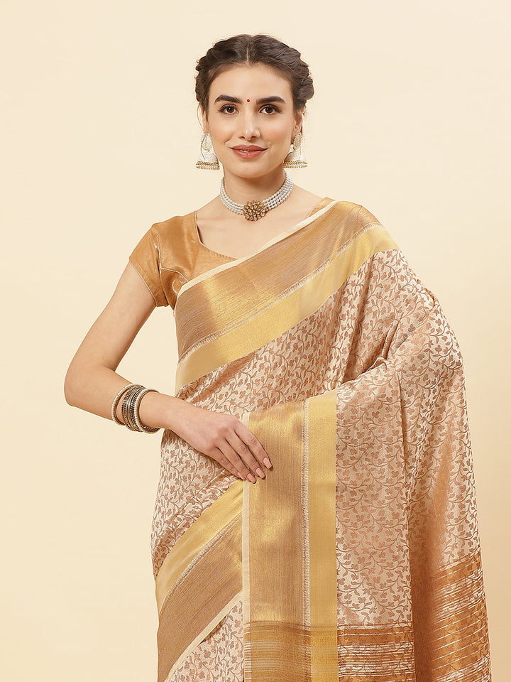 Art Handloom Saree With Jacquard Zari Border