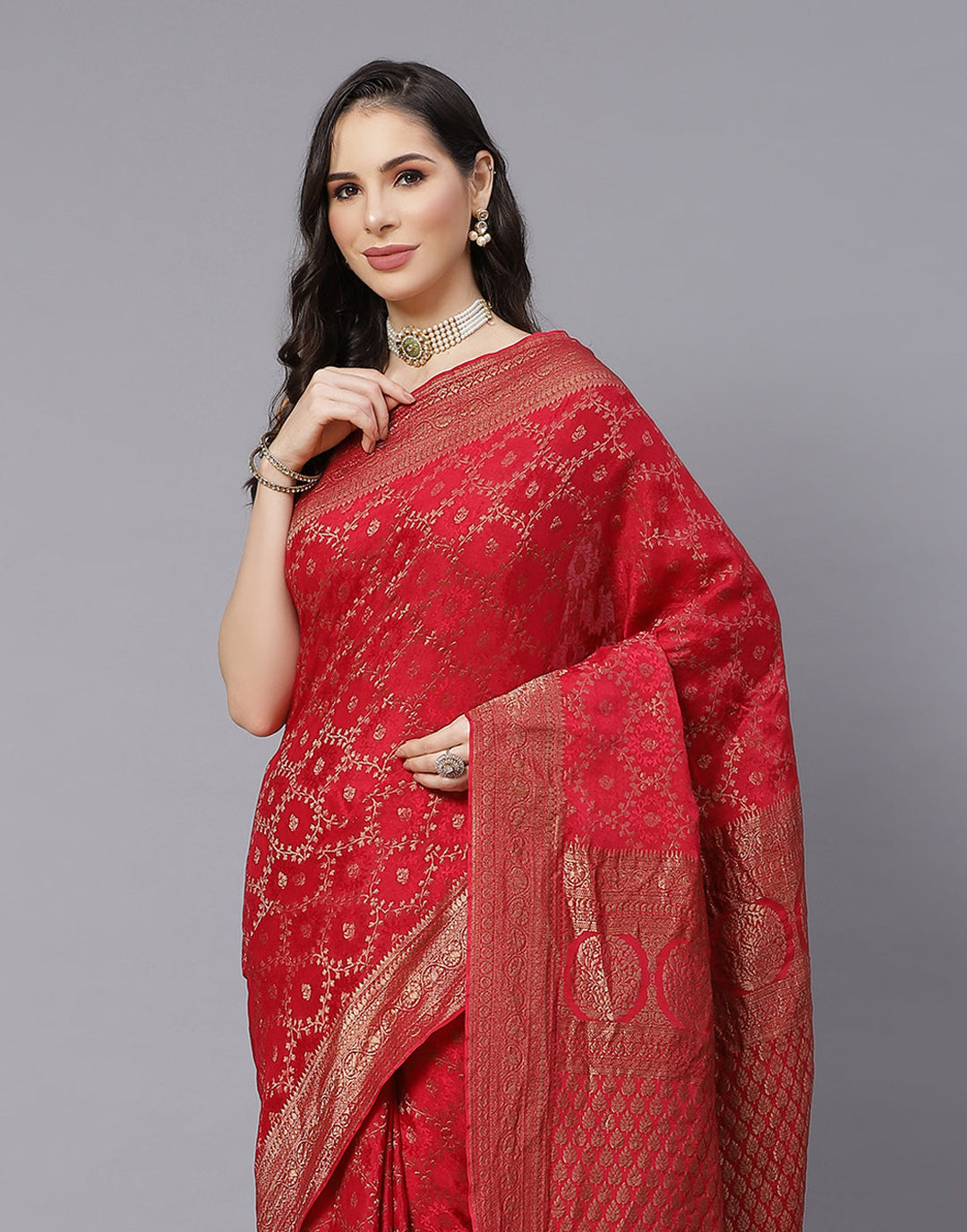 Zari Jaal Crepe Saree