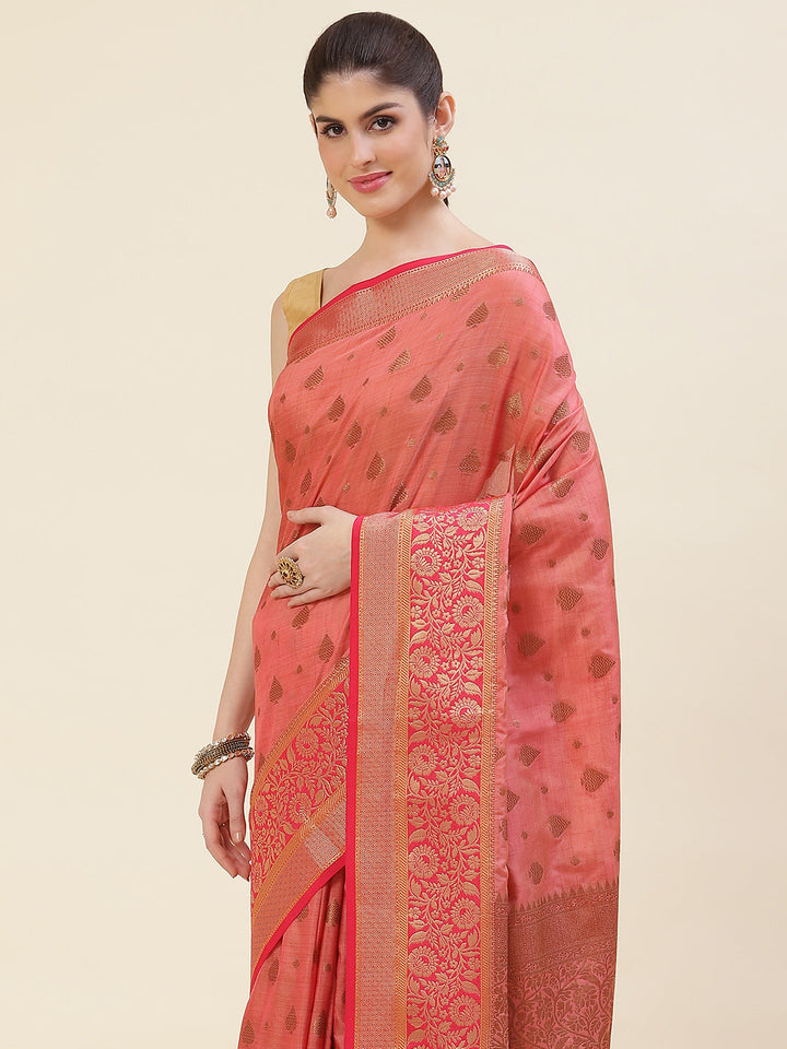 Zari Border Booti Handloom Woven Saree