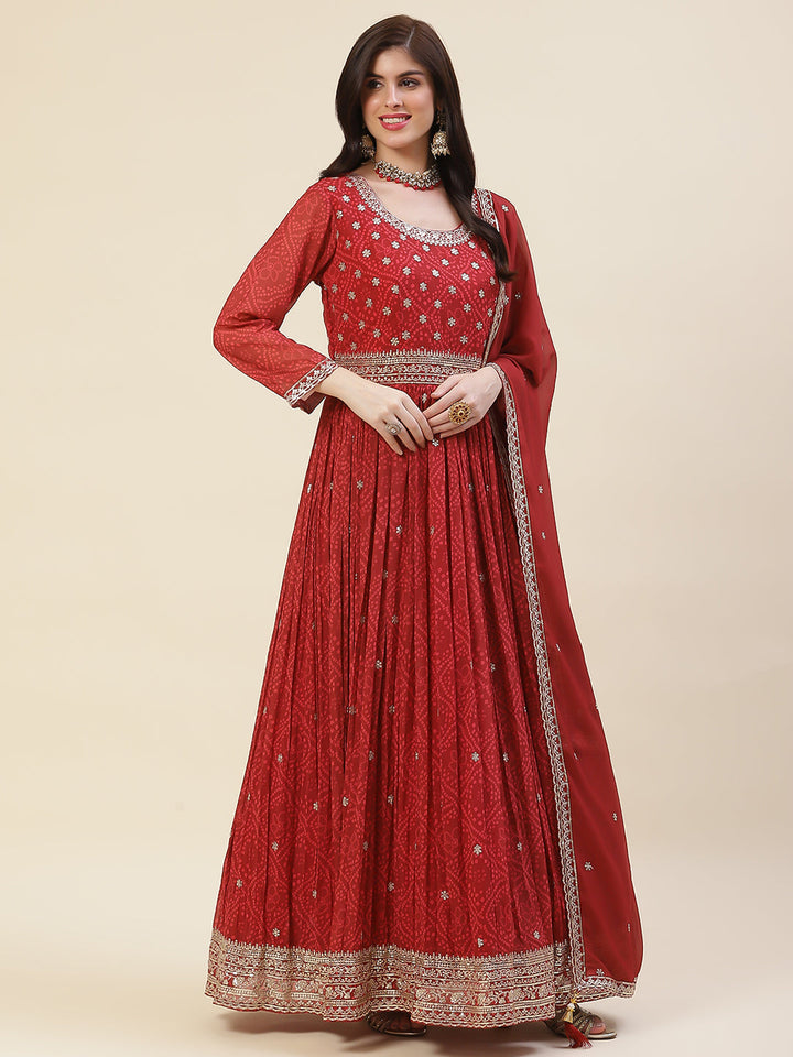 Resham Sequin Booti Georgette Kurta With Dupatta