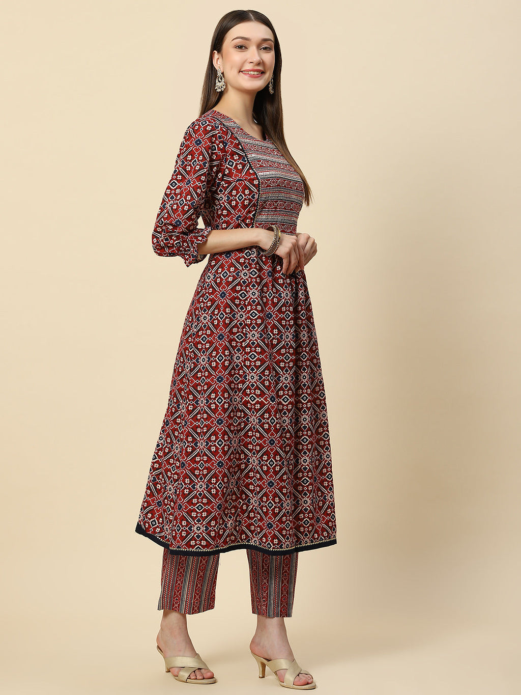 Printed Cotton Kurta With Pants