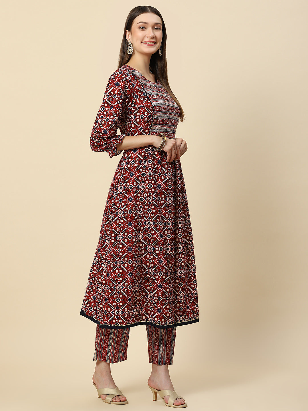 Printed Cotton Kurta With Pants