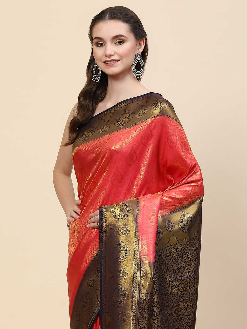 Brocade Zari Jaal Handloom Woven Saree