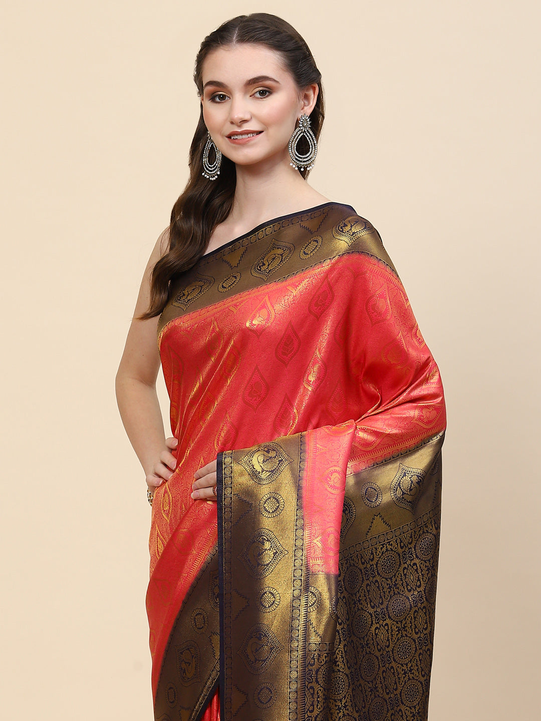 Brocade Zari Jaal Handloom Woven Saree