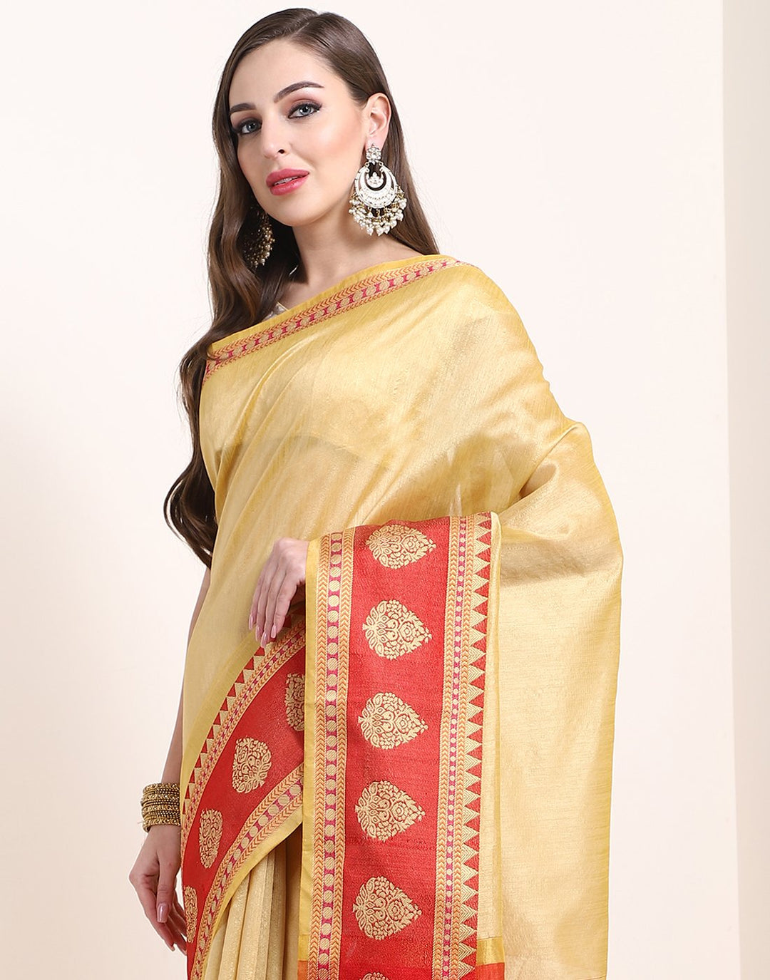MBZ Meena Bazaar-Beige Art Handloom Saree