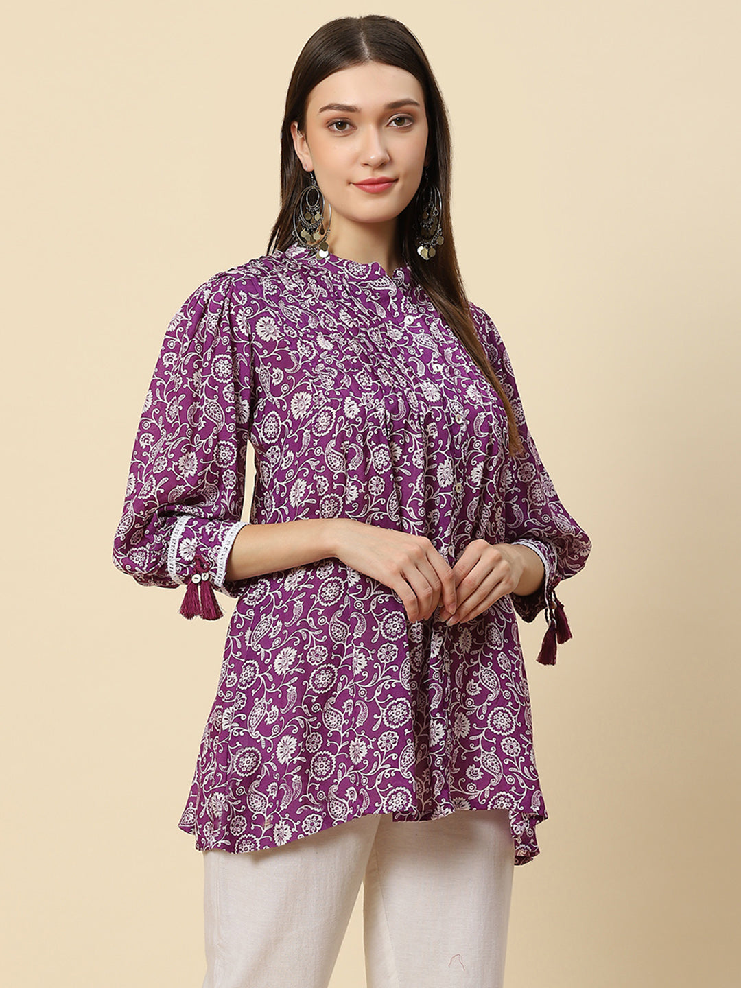 Floral Printed Muslin Kurta
