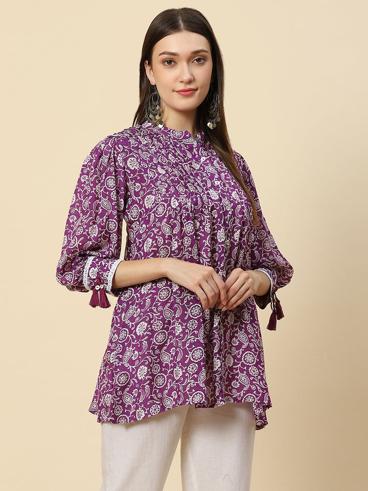 Floral Printed Muslin Kurta