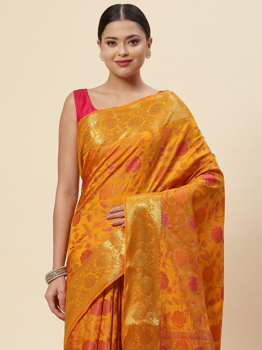 Floral Zari Jaal Handloom Woven Saree